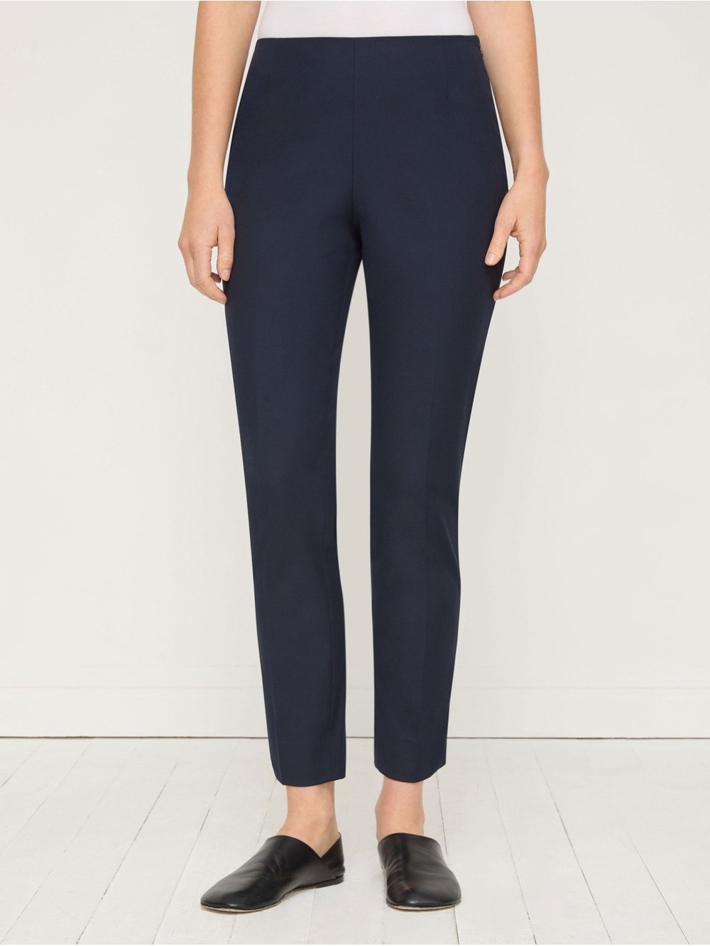 NWOT Lafayette 148 blue ink techno stretch twill stanton pant size 0